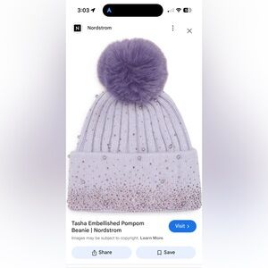Tasha Embellished Pompom Beanie purple